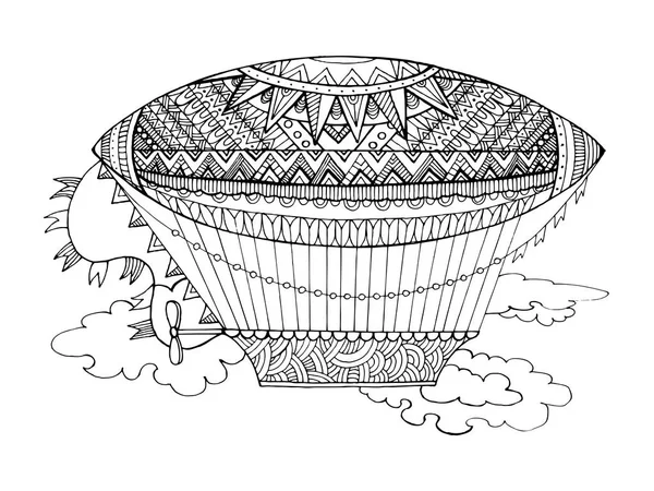 Dirigible dirigeable coloriage livre vecteur — Image vectorielle