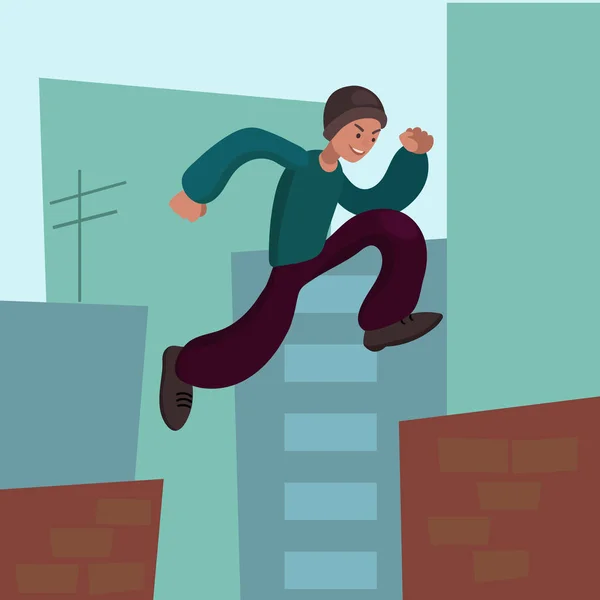 Parkour Trick Cartoon Vektor Illustration — Stockvektor