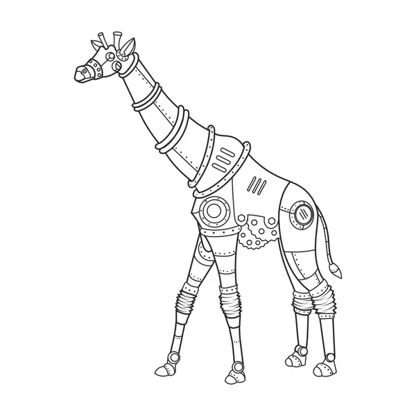 Steampunk style girafe coloriage livre vecteur — Image vectorielle