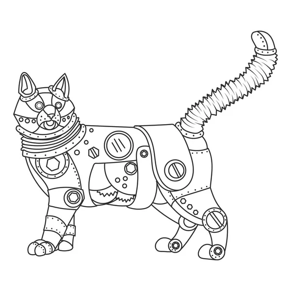 Steampunk estilo gato para colorear libro vector — Archivo Imágenes Vectoriales