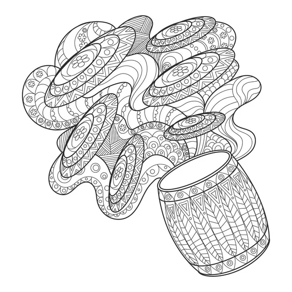 Illustration vectorielle de livre à colorier tambour abstrait — Image vectorielle