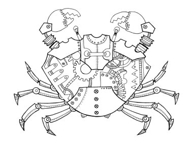 Steampunk tarzı Yengeç kitap vektör boyama