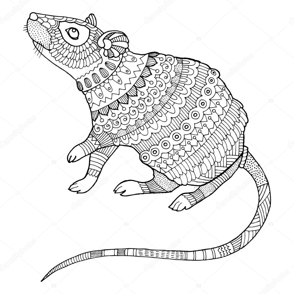 Mouse coloring book vector illustration