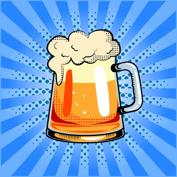 Taza de cerveza arte pop vector ilustración — Vector de stock