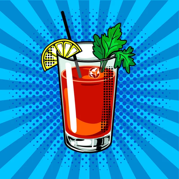 Bloody mary cocktail pop arte vettoriale illustrazione — Vettoriale Stock
