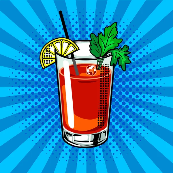 Coctel de camaron dibujo | Ilustración de vector de arte pop cocktail camarones — Vector de