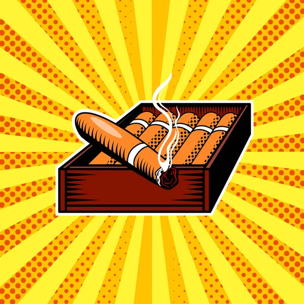 Zigarrenschachtel Pop Art Vektor Illustration — Stockvektor