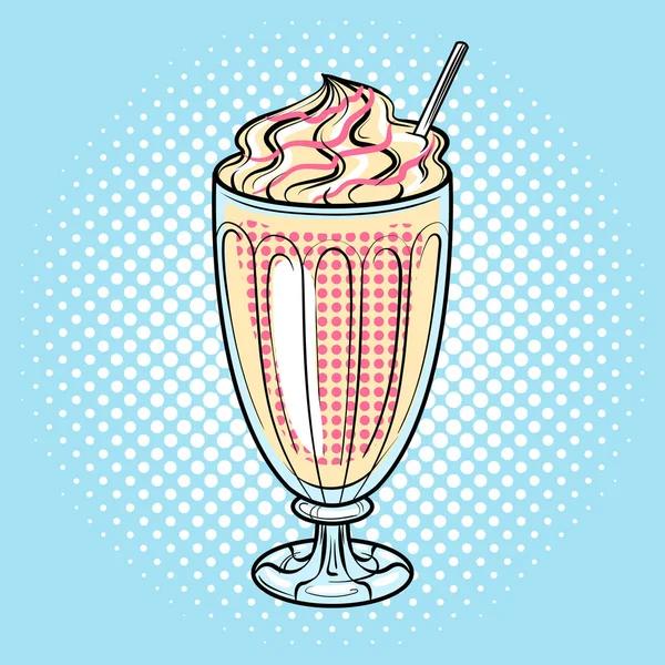Batido de leche arte pop vector ilustración — Vector de stock