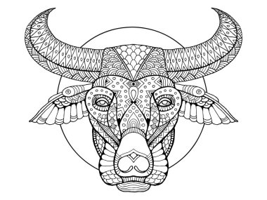 Buffalo kafası kitap vektör Illustration boyama
