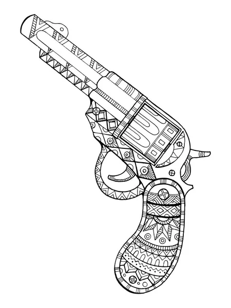 Revolver pistola colorir livro vetor ilustração —  Vetores de Stock