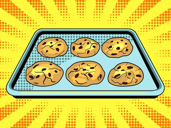 Cookies baking sheet pop art vector illustration — Stock Vector