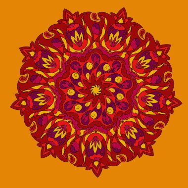 Vektör çizim renkli mandala el çekilmiş