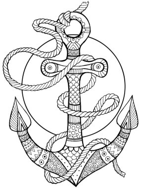 Çapa ve ip kitap vektör Illustration boyama