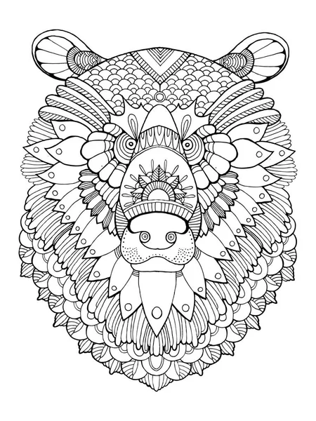 Illustration vectorielle du livre à colorier tête d'ours — Image vectorielle