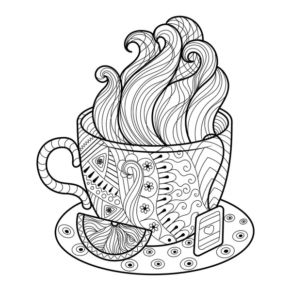 Tasse Tee Malbuch Vektor Illustration — Stockvektor