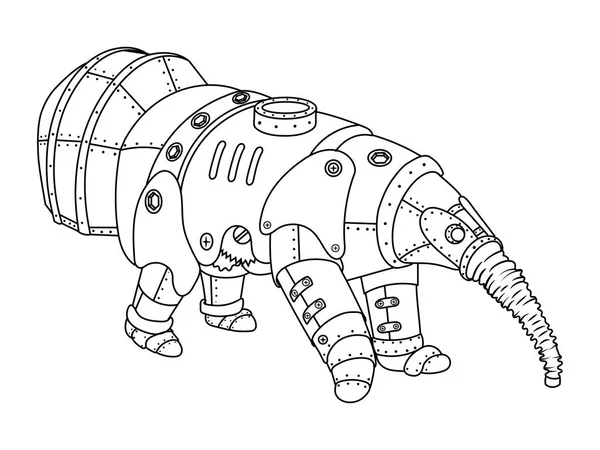 Steam punk style anteater coloriage livre vecteur — Image vectorielle