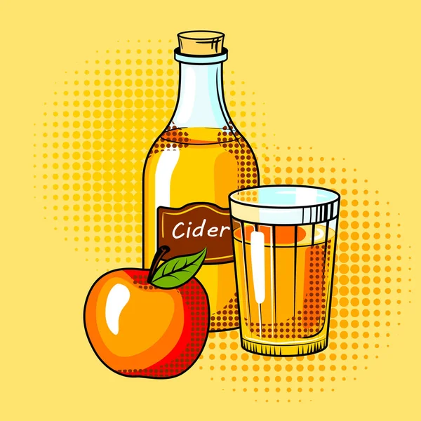 Bevanda alcolica al sidro pop art vector — Vettoriale Stock