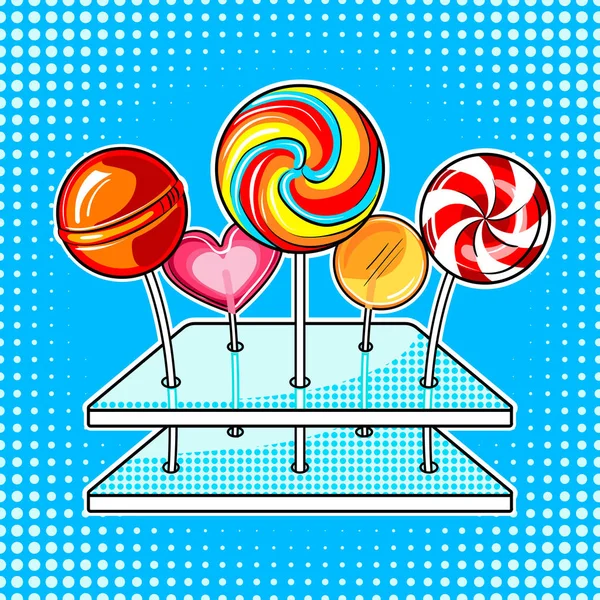Lollipops popkonst vektorillustration — Stock vektor
