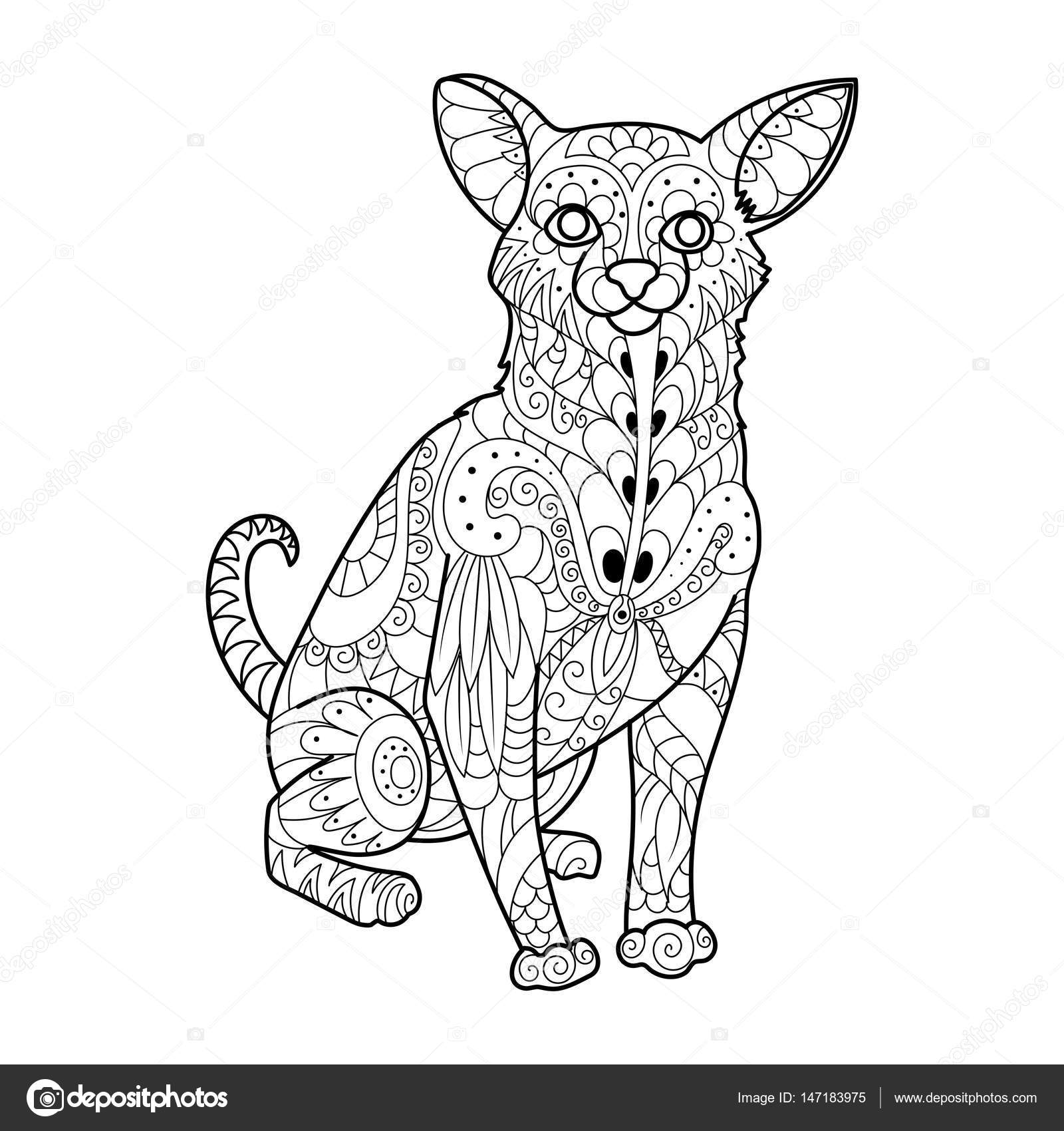 Cane chihuahua libro da colorare — Vettoriale Stock