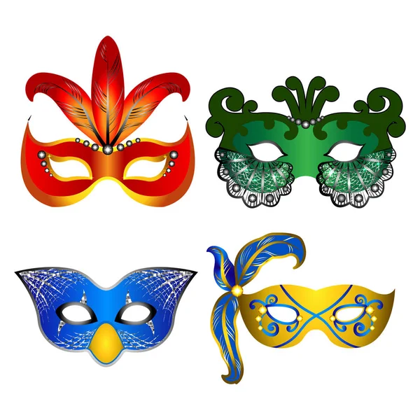 Illustration vectorielle de masques de carnaval colorés — Image vectorielle