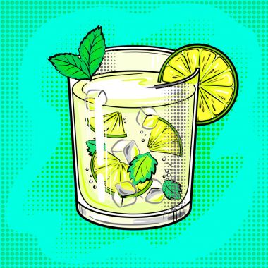 Mojito kokteyl pop art vektör çizim