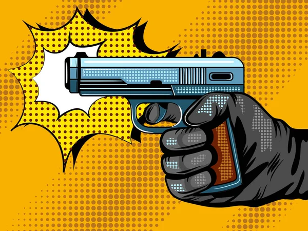 Pistol skytte popkonst vektorillustration — Stock vektor