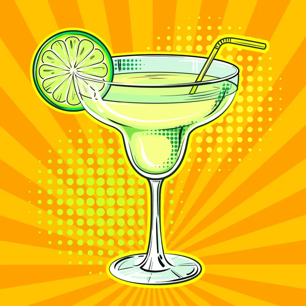 Drank alcohol cocktail popart vector — Stockvector