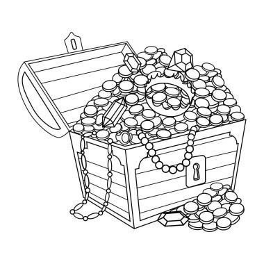 Altın ve mücevher kitap vektör boyama ile göğüs