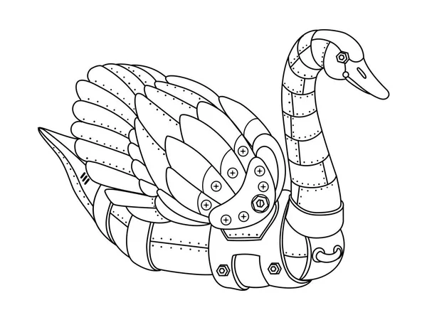 Steam punk cisne para colorear libro vector — Archivo Imágenes Vectoriales