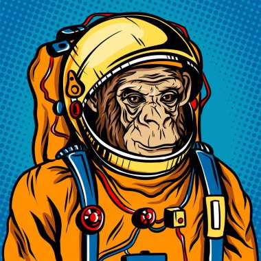 Astronot maymun uzay giysisi pop sanat stil vektör