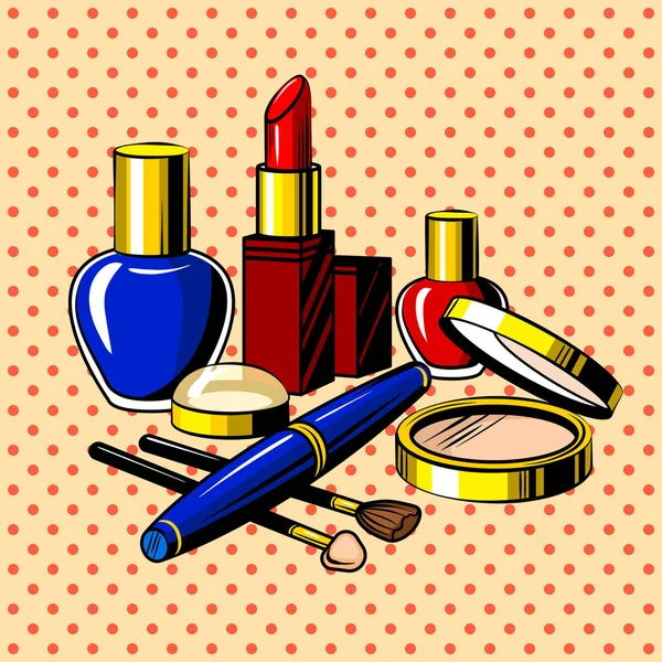 Beauty accessories comic book style vector — Stock Vector