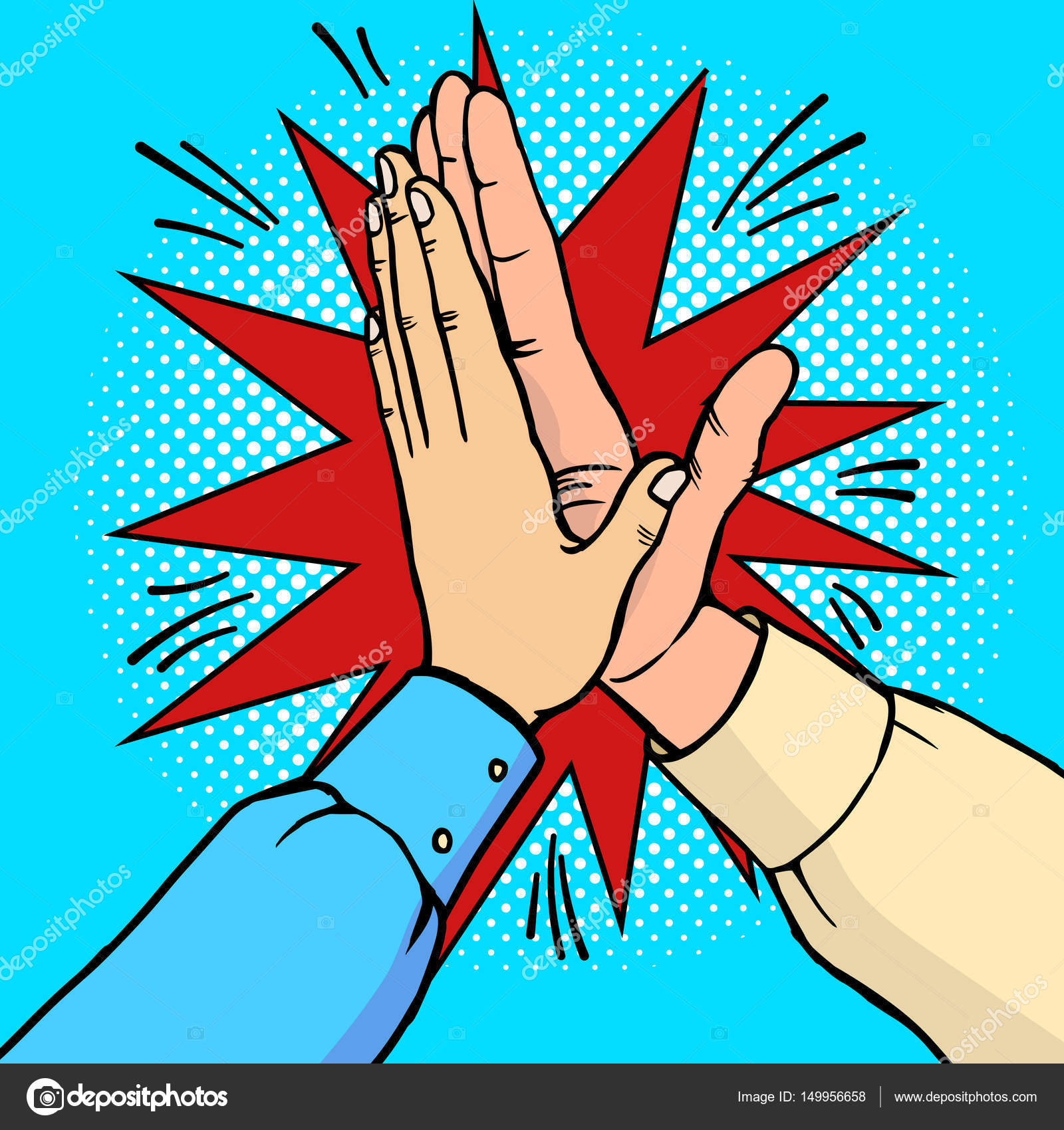 Hands high five pop art vector illustration Stock Vector by  ©AlexanderPokusay 149956658, image size:963x1024