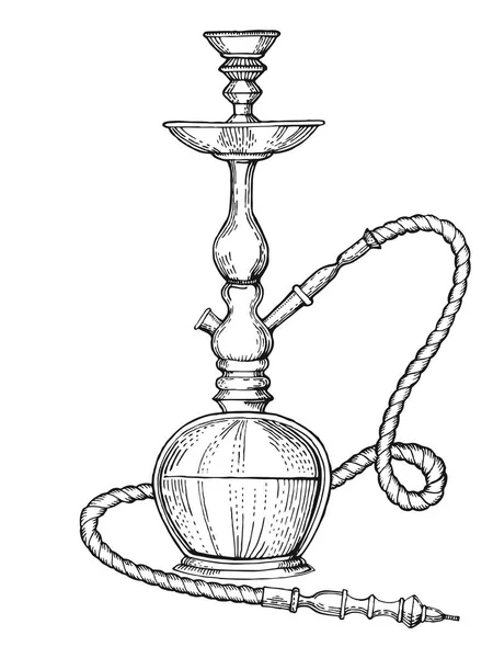 Hookah Grawerowanie styl wektor ilustracja — Wektor stockowy