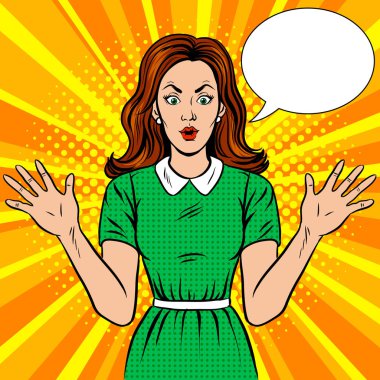 Sürpriz kadın pop sanat stil vektör çizim