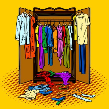 Bir dolap çizgi roman stil vektör giysilerle