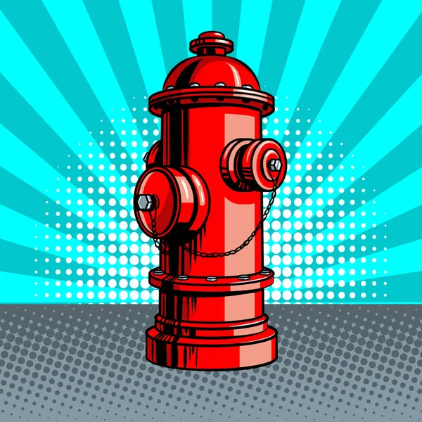 Fuego hidrante pop arte estilo vector ilustración — Vector de stock