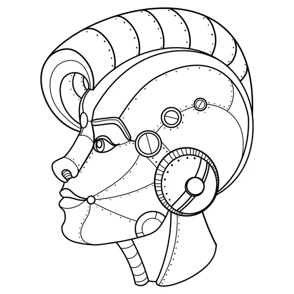 Steam punk estilo chica cabeza para colorear libro vector — Archivo Imágenes Vectoriales