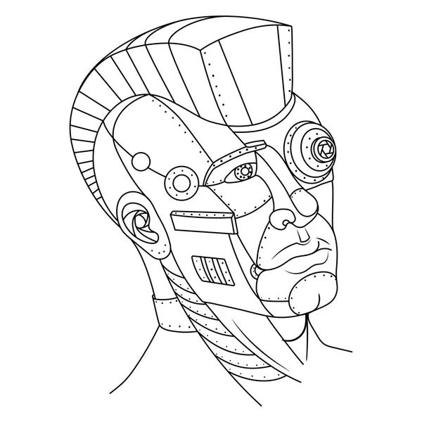 Steam punk style homme tête coloriage livre vecteur — Image vectorielle