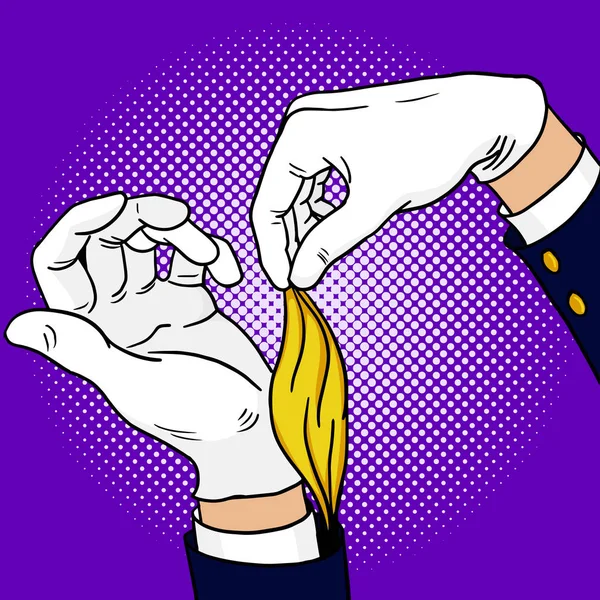 Hands of magician pop art vector illustration — Stock Vector