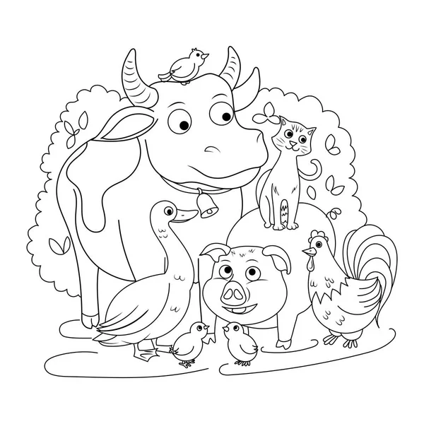Livre de coloriage pour enfants animaux de ferme vecteur — Image vectorielle