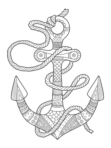 Anchor and rope coloring book vector illustration — Stock Vector