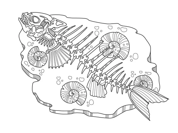 Esqueleto de peixes colorir livro vetor ilustração — Vetor de Stock