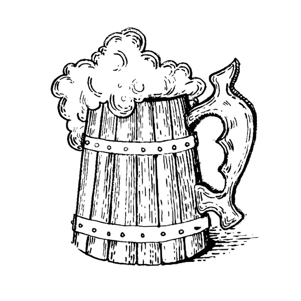 Caneca de cerveja gravura estilo vetor ilustração —  Vetores de Stock