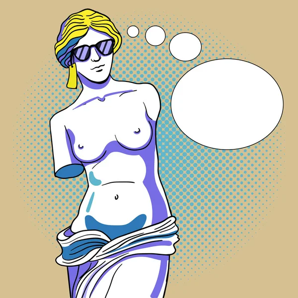Monument of Venus in sunglasses pop art vector — Stock Vector