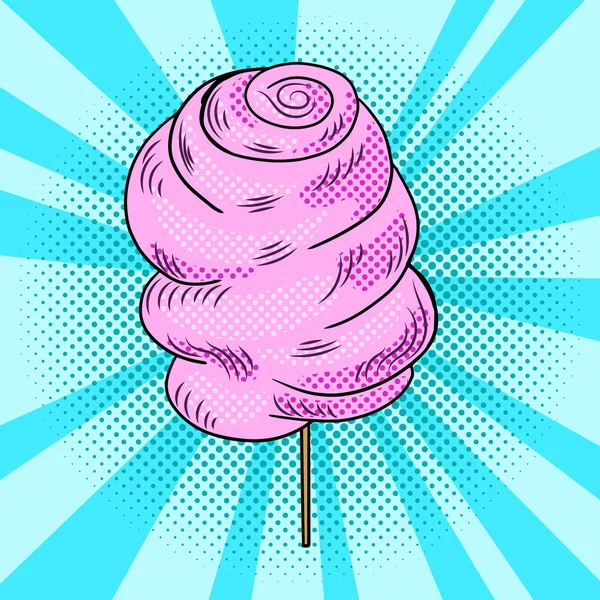 Algodón caramelo pop arte vector ilustración — Vector de stock