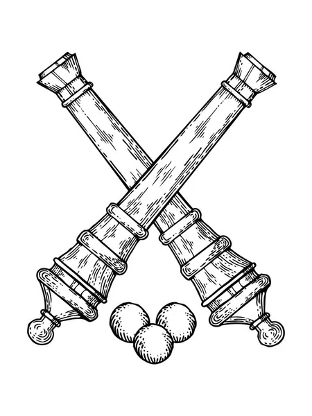 ビンテージの大砲およびコア スタイル ベクトルを彫刻 — ストックベクタ