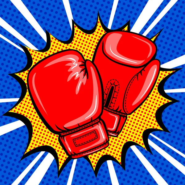 Boxing gloves pop art style vector — Stock Vector