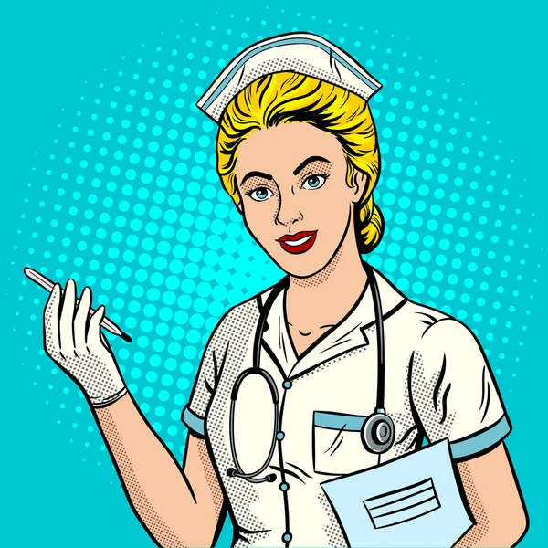 Медсестра поп-арт стиль Векторні ілюстрації — стоковий вектор