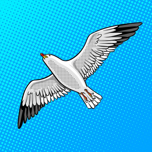 Sea gull vogel pop-art stijl vectorillustratie — Stockvector