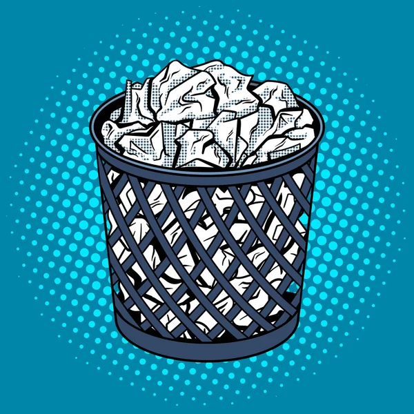 Papier à la poubelle peut pop art style vecteur — Image vectorielle